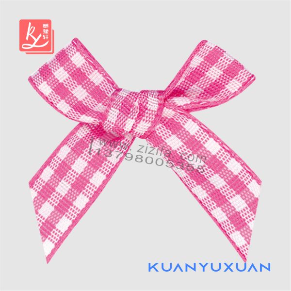 桃紅色格子帶蝴蝶結